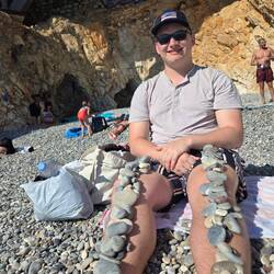 Found some hot rocks and made our own stone massage 😂