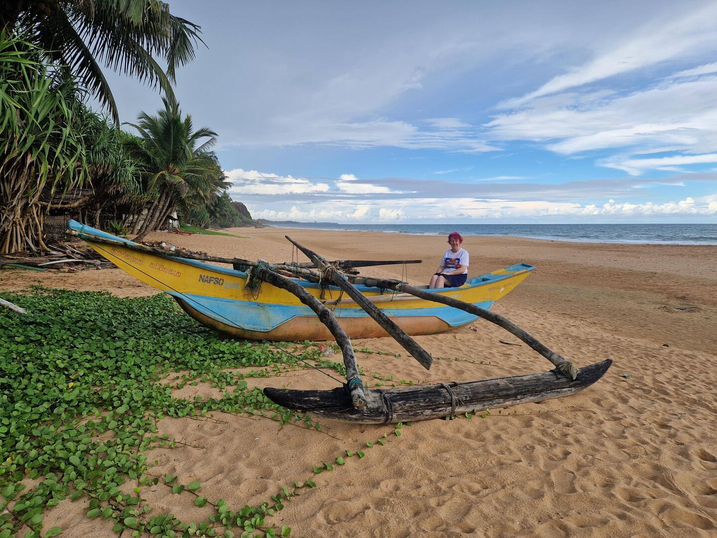 Fishing boat on beach next to the turtles 🐢 which is really narrow