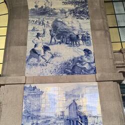 Old tiles in train station