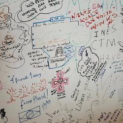 The walls of the hostel...can you find the Montreal link?