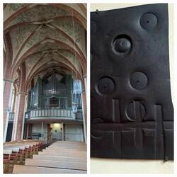 Rechts: Eisenzeichnung v. Ansgar Nierhoff 1993