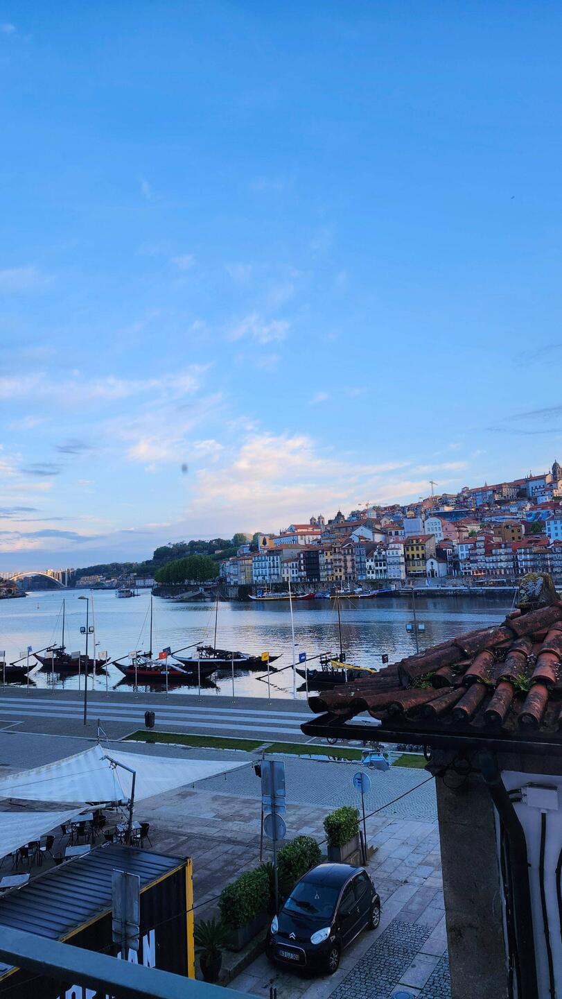 Good Morning Porto, from the hostel balcony. I'm across the river from Porto proper.