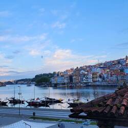 Good Morning Porto, from the hostel balcony. I'm across the river from Porto proper.