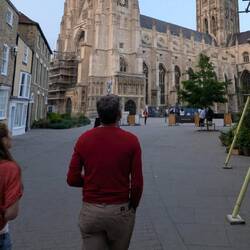 Ian and Tracey looking at the Canterbury Cathedral