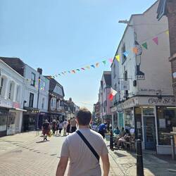 Bennett strutting down the high street