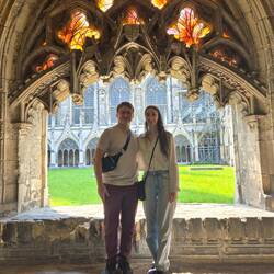 Us in the Canterbury Cathedral courtyard