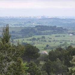 Üngewöhnlich die grüne Landschaft im Languedoc. Im Hintergrund Beziers
