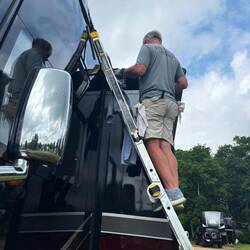 Kevin working on a small leak