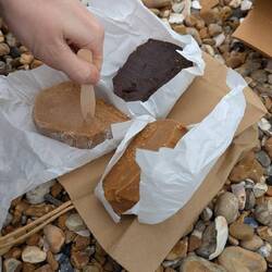 Sharing fudge on the beach with Saoirse Mai
