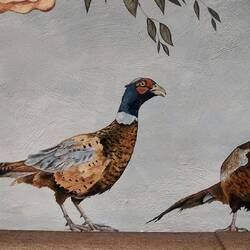 ...die handgemalte Deko im Frühstücksraum.