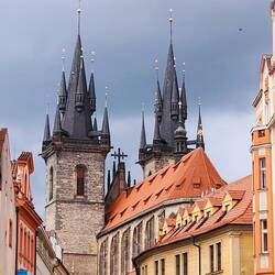 I am loving the juxtaposition of color and dark old churches, or buildings