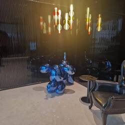 In the Wyndham hotel lobby