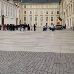 Motorcade with King of Belgium and possibly other dignitaries