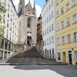 Up the steps to the Maria am Gestade church (the interior of their church visit is elsewhere)
