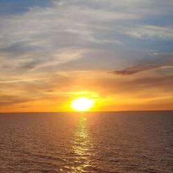 Sonnenuntergang, Blick aus der Kabine