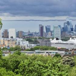 Smoke trail from the flyover. They released red, white , and blue smoke.