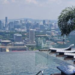 Infinity pool and city view