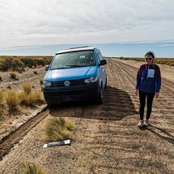 unterwegs zum Punta Ninfas verlieren wir noch unser Nummernschild