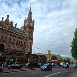 A view of St Pancras and King's Cross station from the outside