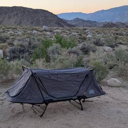 My new cot tent for Della and me