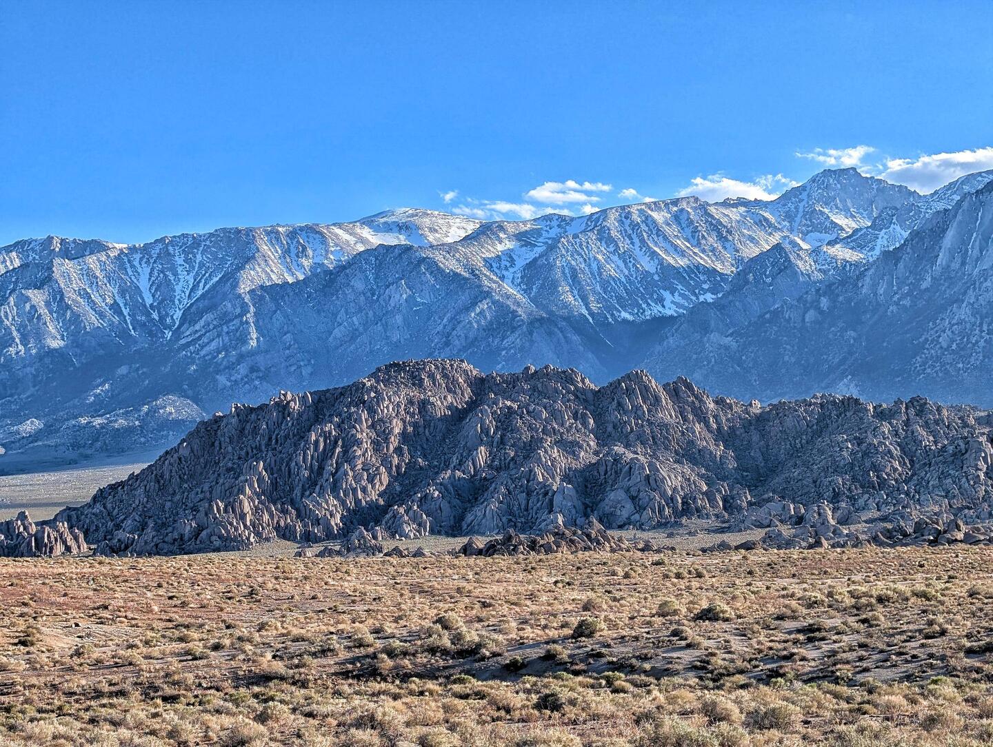 Alabama hills in front with Sierra behind
