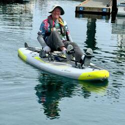 Kayaking around the dock area.