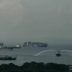 One last look at all the ships..one spraying water for some reason