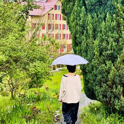 Ohne Schirm kein Spaziergang - hier in Richtung Schweibenalp