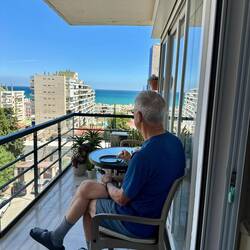 Ned likes our balcony...