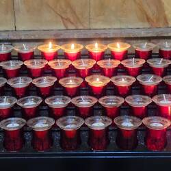 Three candles in the middle, mom, dad and Sharon
