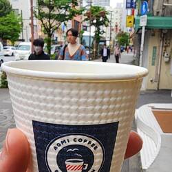 Tiny coffee roaster next to hotel. Self serve takeout