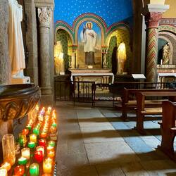 Vibrant colors inside the Cathedral Le Puy en Velay