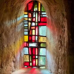 Primitive but effective stained glass windows