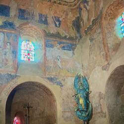 Inside the Saint Michael’s church with the Saint himself in the corner