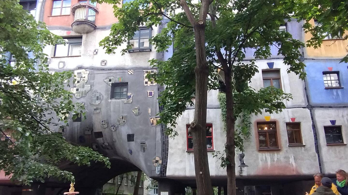 Hundertwasser house. I was surprised that it's an apartment building between other, straighter ones.