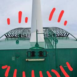 Battery housing on ferry,the face emerged