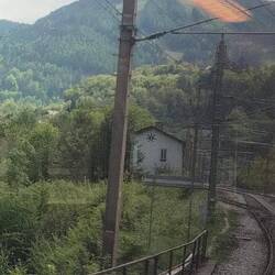 The famous Semmering ski runs on the hill if you look carefully behind the pole.
