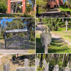evang. Kirche und alter Friedhof mit Gräbern aus dem 19. Jahrhundert