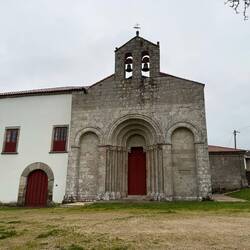 Church on right, albergue on left