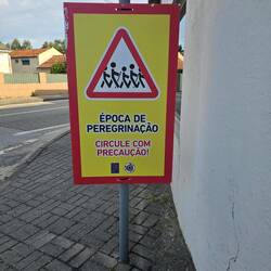 A sign reminding drivers that it's "pilgrim season"