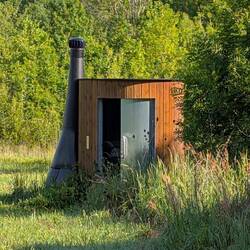 Eco friendly outhouse I used in the middle of the night