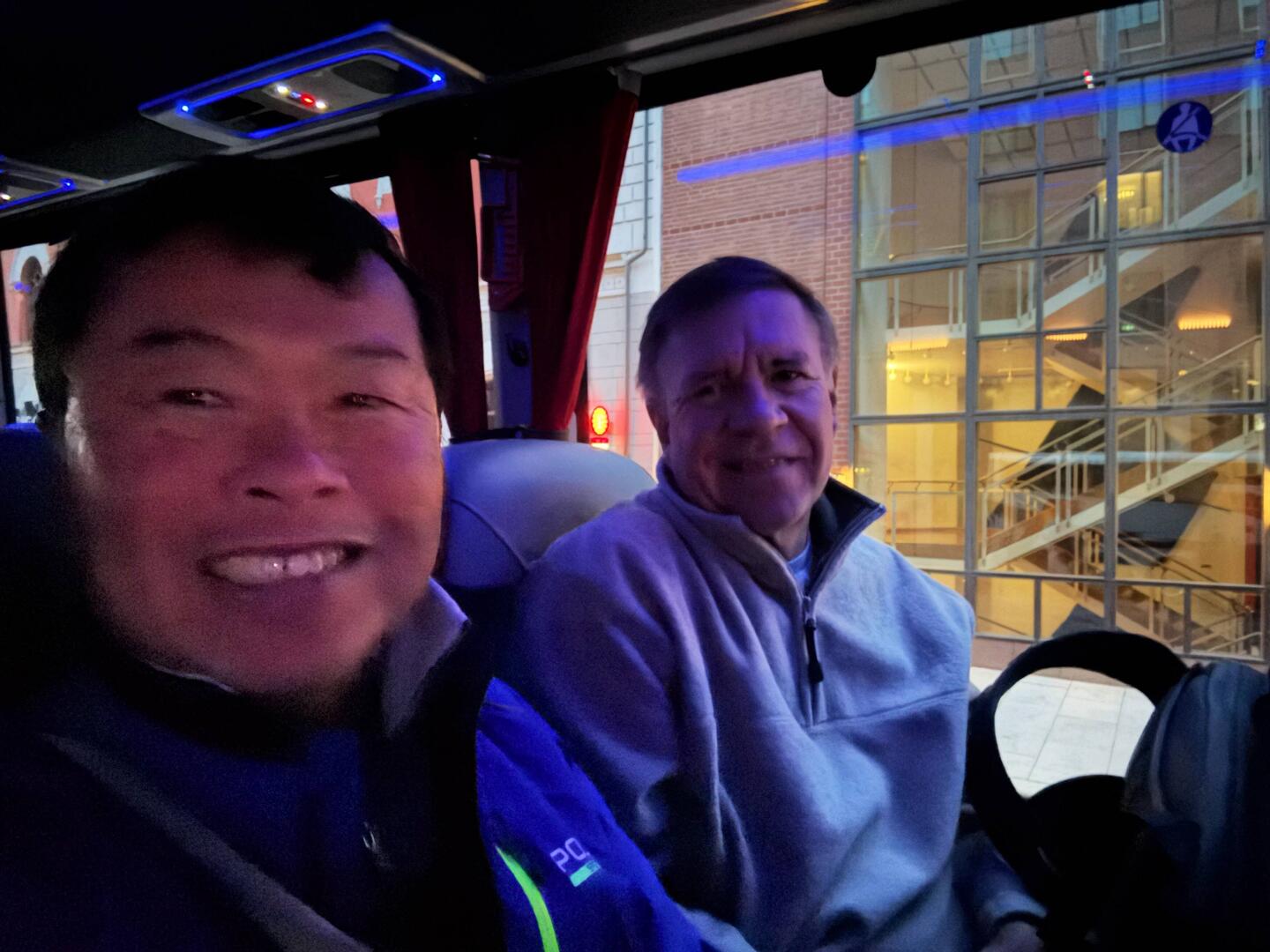 Just boarded our shuttle to the airport
