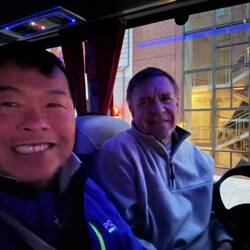 Just boarded our shuttle to the airport