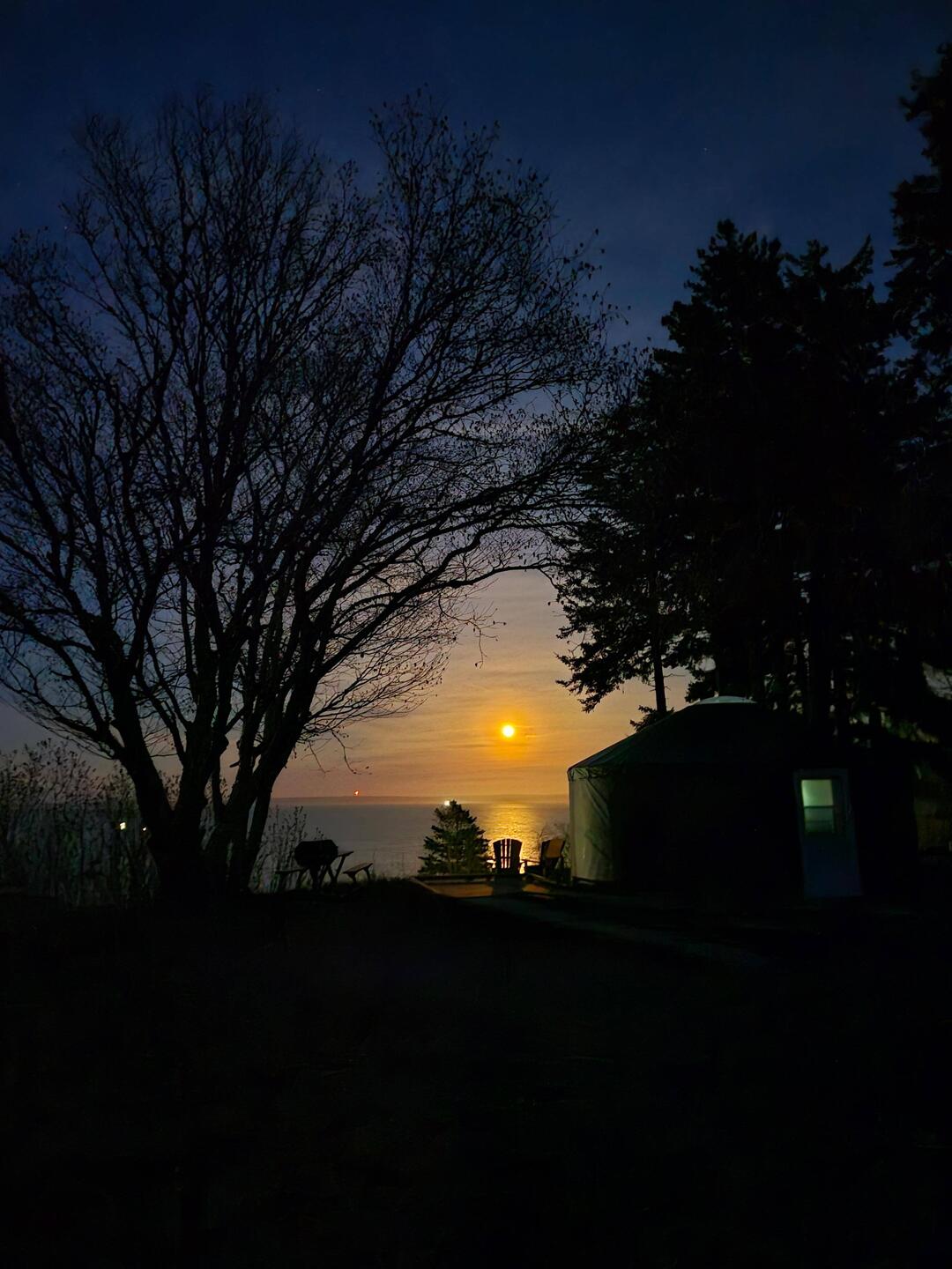 Yurt at night