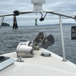 Current swirls exiting the Port Townsend Canal into Oak Bay.