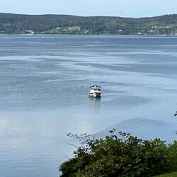 C-Traveler on the Kitsap Memorial SP mooring bouy, as seen from Ed's house.