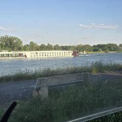 Views of one of the river cruise ships from the window