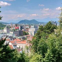 View from Castle Hill with distant Julian Alps