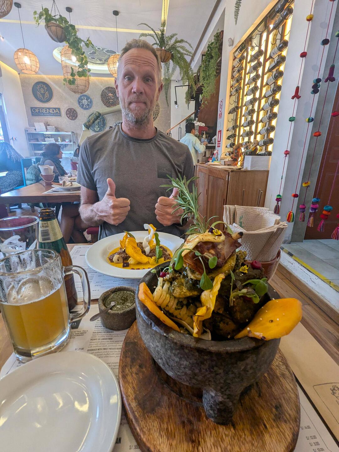 Patchamama, grilled meat and carbs on stone. Traditional food of the region