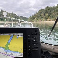 Bow towards Fisherman Harbor. You can see it on my chartplotter and out the front window.